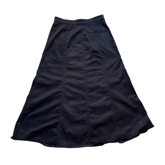 Uniqlo Black A-Line Midi Skirt Button Front Size 4 Waist 27 Length 32 - Picture 3 of 4